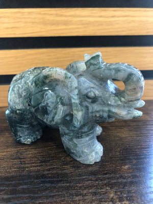 Large green moss agate elephant