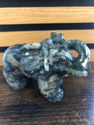 Large green moss agate elephant
