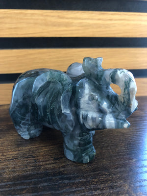 Large green moss agate elephant