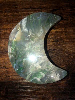 Green moss agate moons