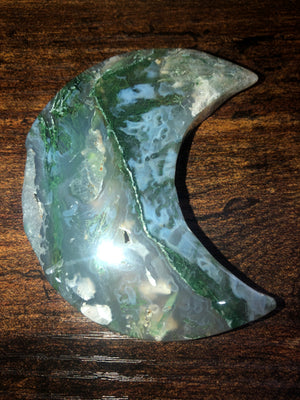 Green moss agate moons