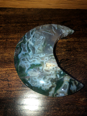 Green moss agate moons