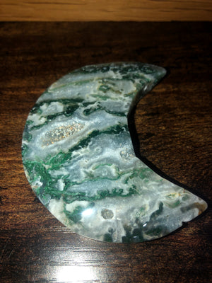 Green moss agate moons