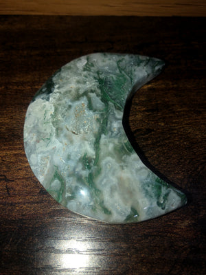 Green moss agate moons