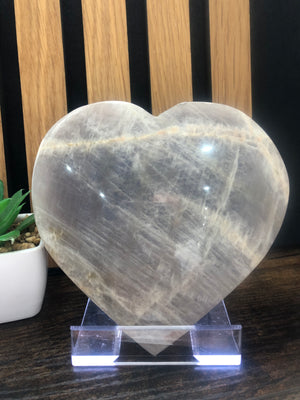 White moonstone hearts with flash
