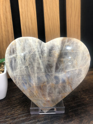 White moonstone hearts with flash