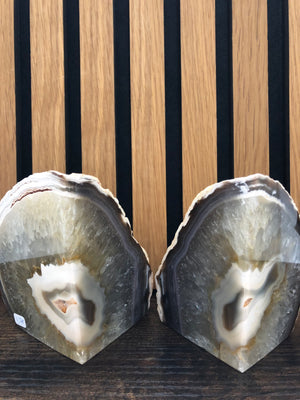 natural agate geode bookends