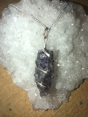 Rough stone cascade wrapped pendants