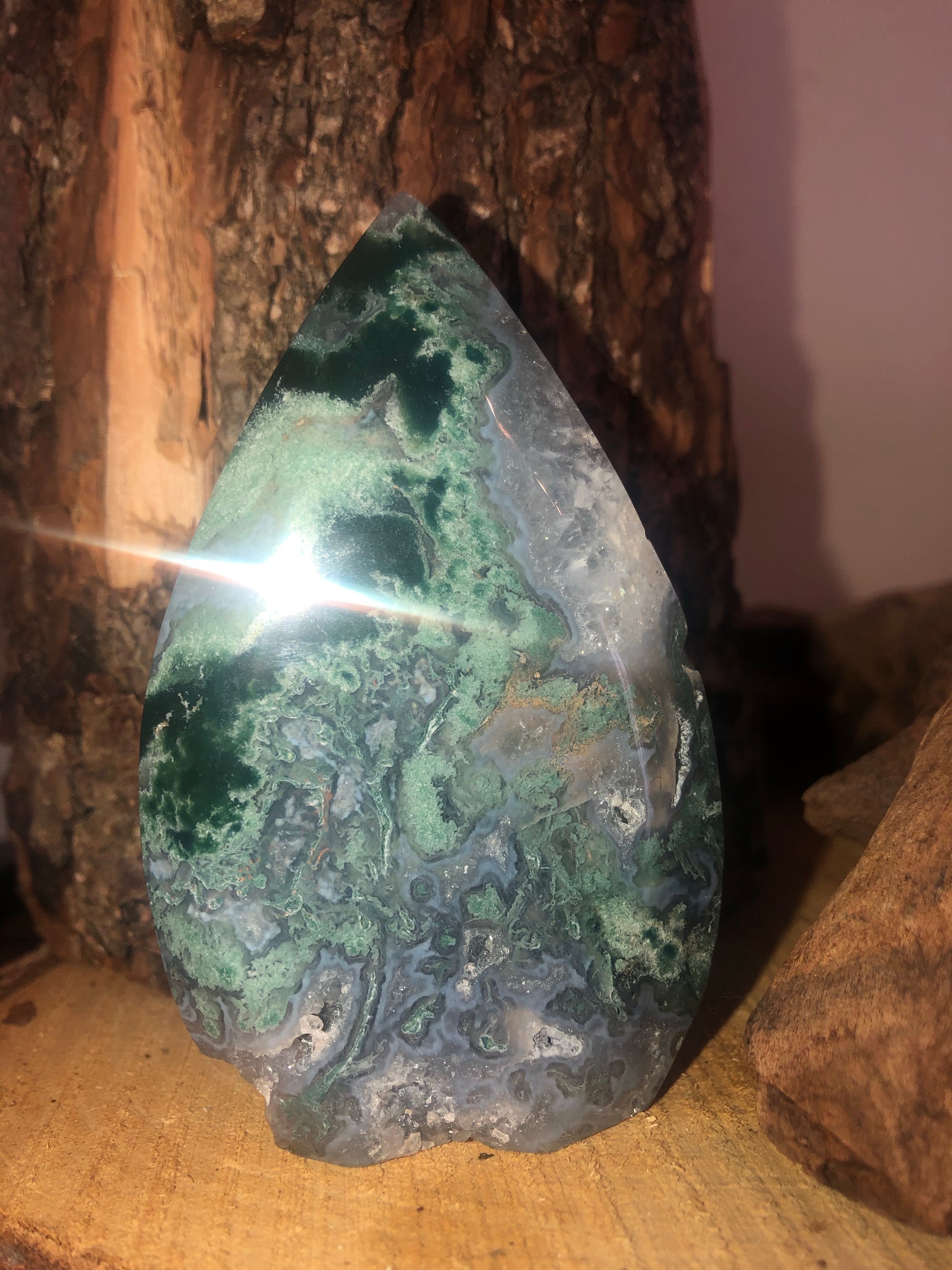 Green Moss agate flame