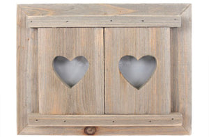 Driftwood photo frame with heart shutters