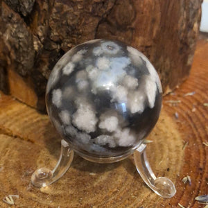 Black flower Agate sphere