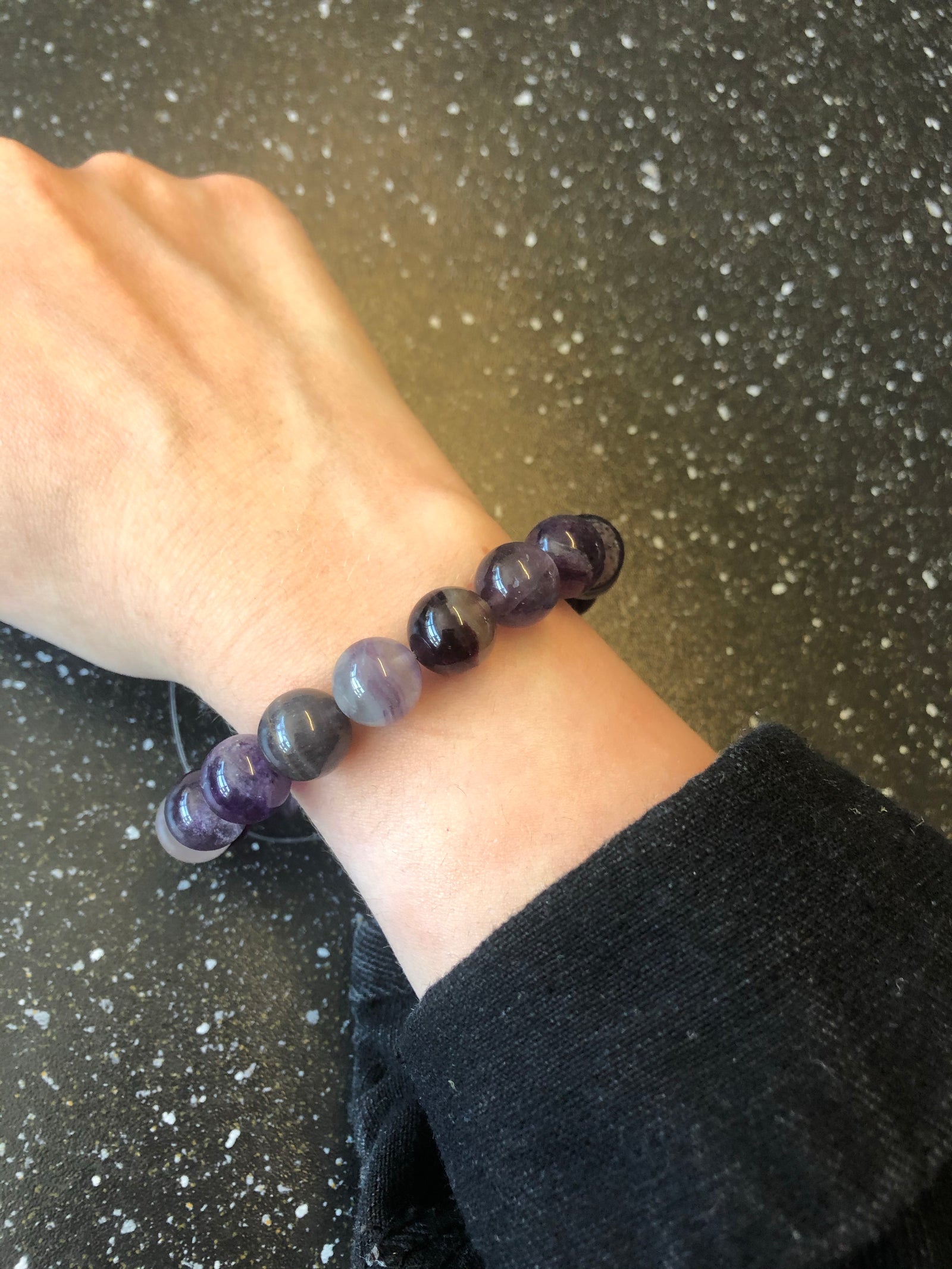 Chunky fluorite bracelet with tumble stone