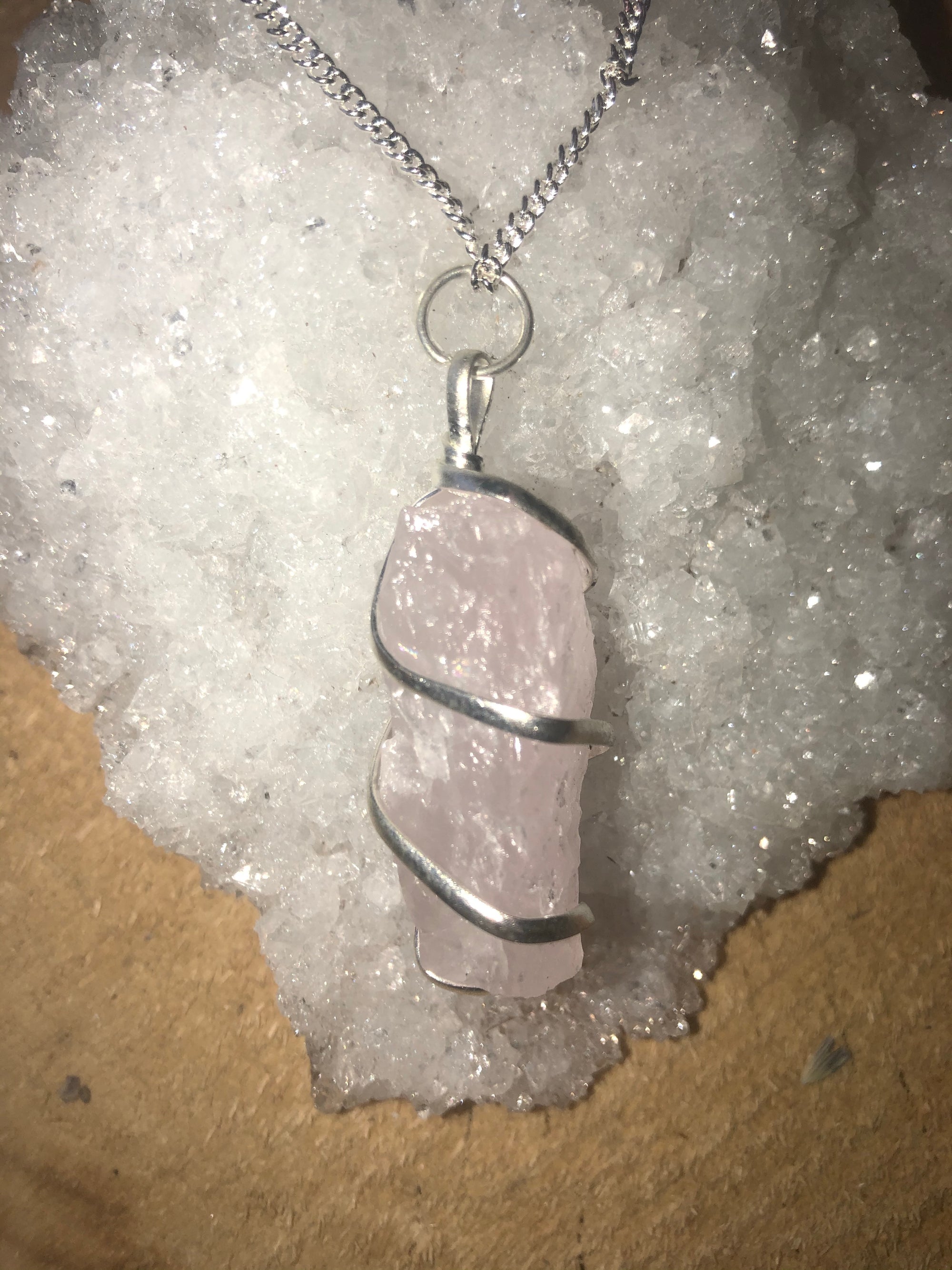 Rough stone cascade wrapped pendants