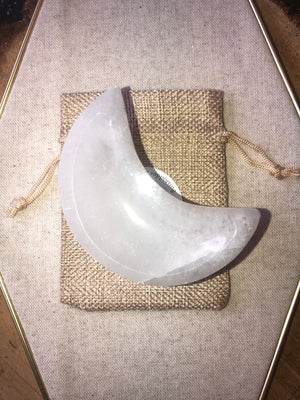 Selenite moon charging bowl