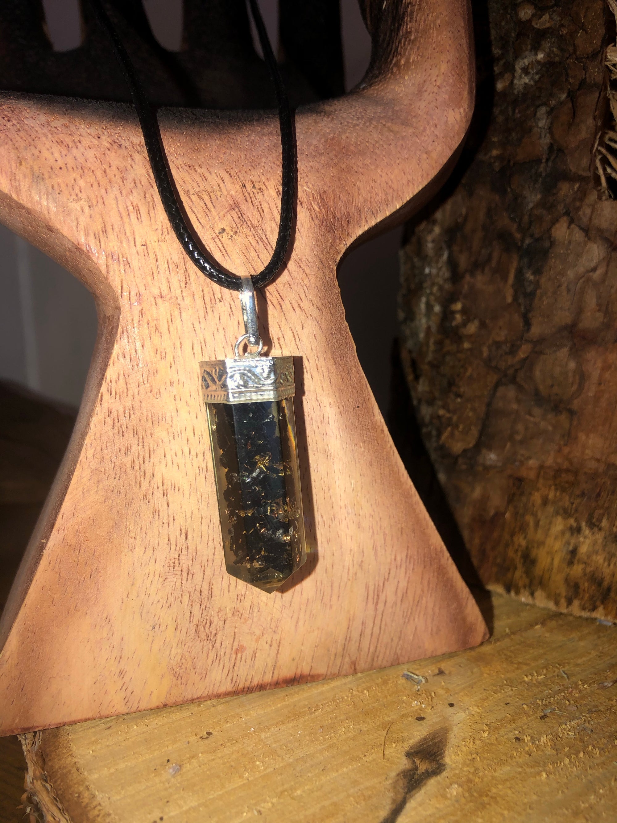 Black tourmaline orgonite pendant