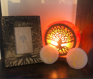 Carved Selenite Tree of Life Plates