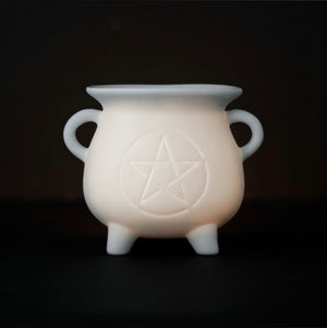 White Ceramic Pentagram Cauldron Burner