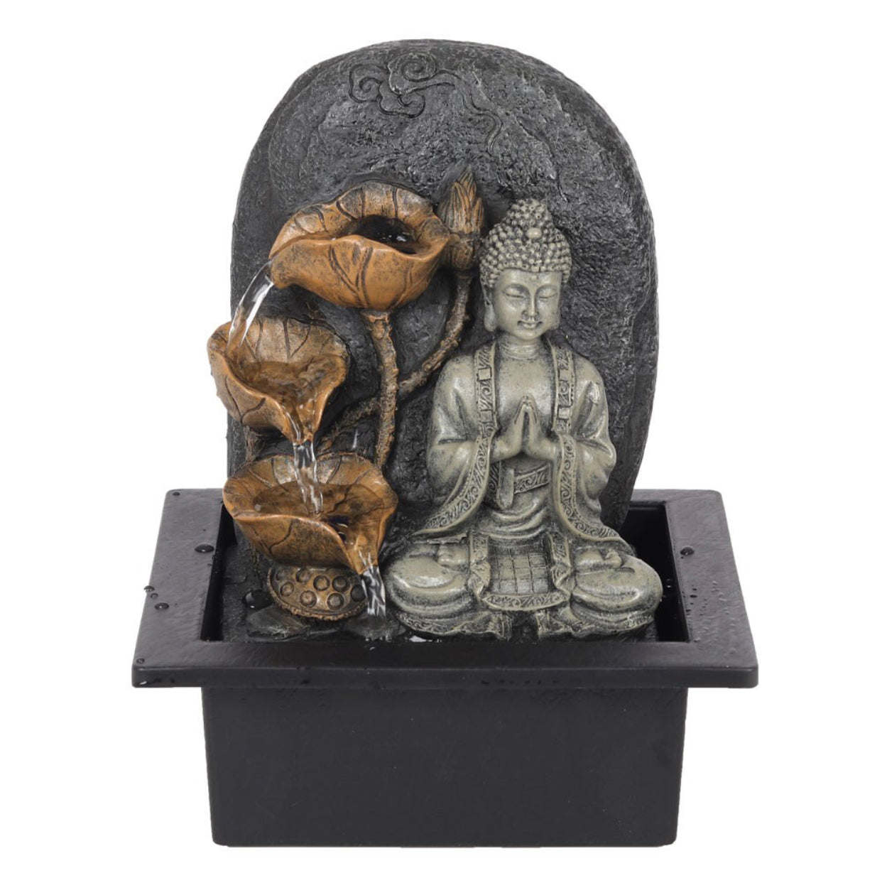 Grey Buddha water fountain