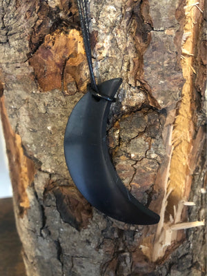 Shungite Crescent Moon Pendant